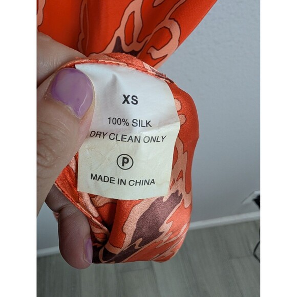 Marie Oliver Dress Womens XS Orange Silk Floral Print - Picture 4 of 7